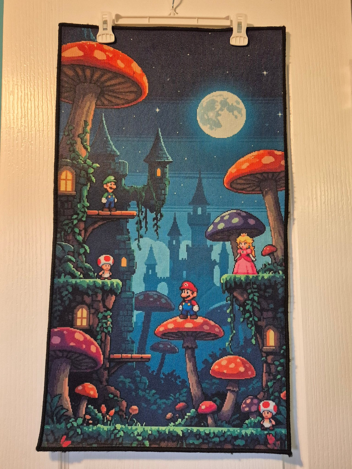 Mario Pixel Night Wall Hanging Rug