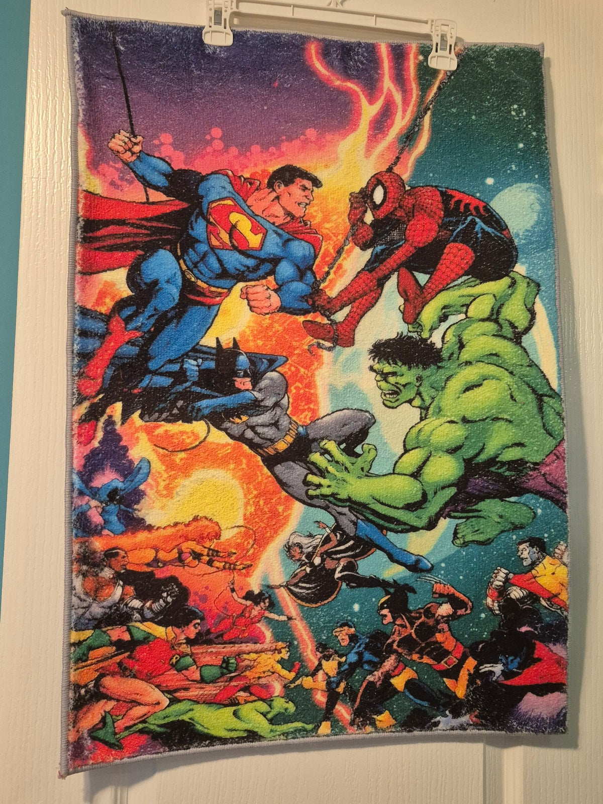 Superhero Battle Superman Spider-Man Batman Hulk – Comic Character Wall-Hanging Rug