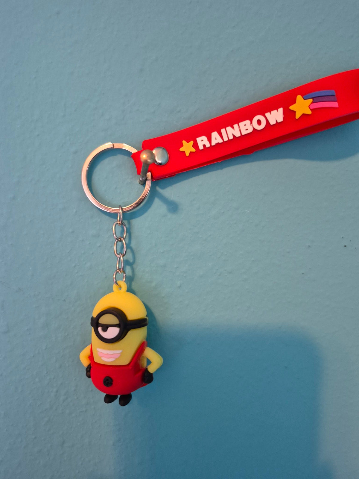 Minion One-Eye Red Overalls Keychain – Despicable Me Character Keychain with Wrist Strap