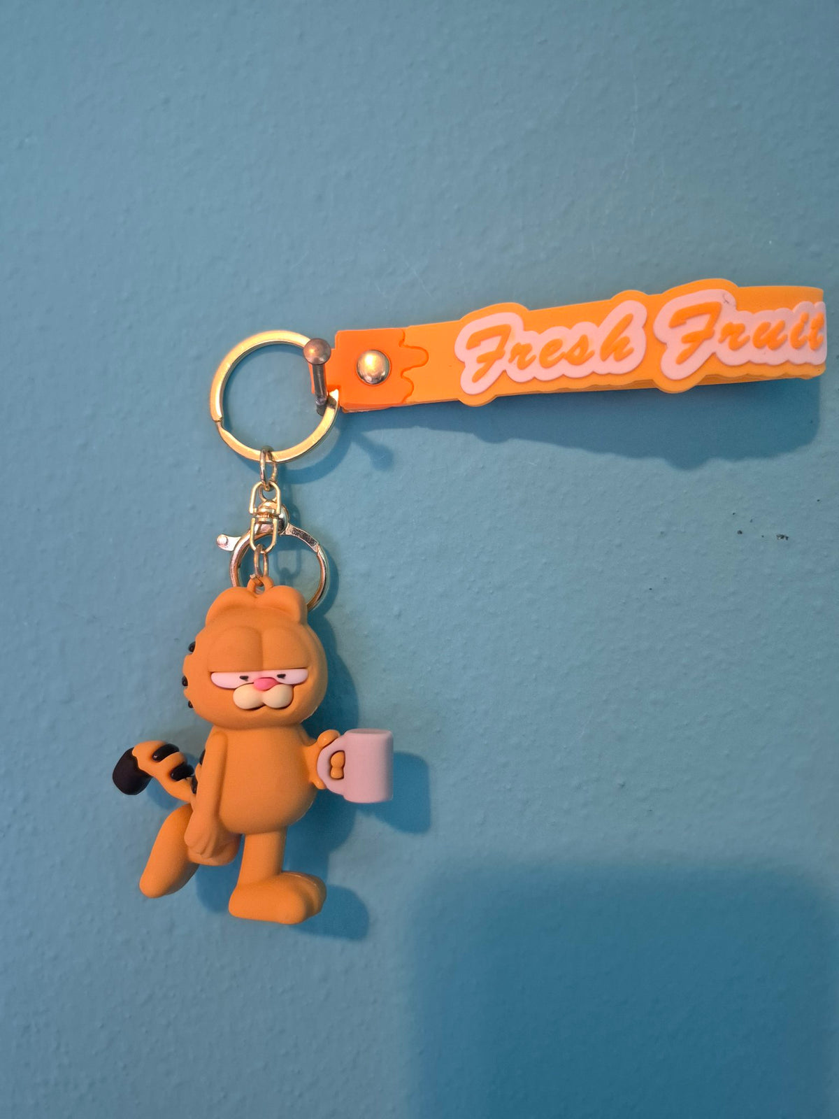 Garfield Coffee Mug Keychain – Cartoon Character Keychain with Wrist Strap