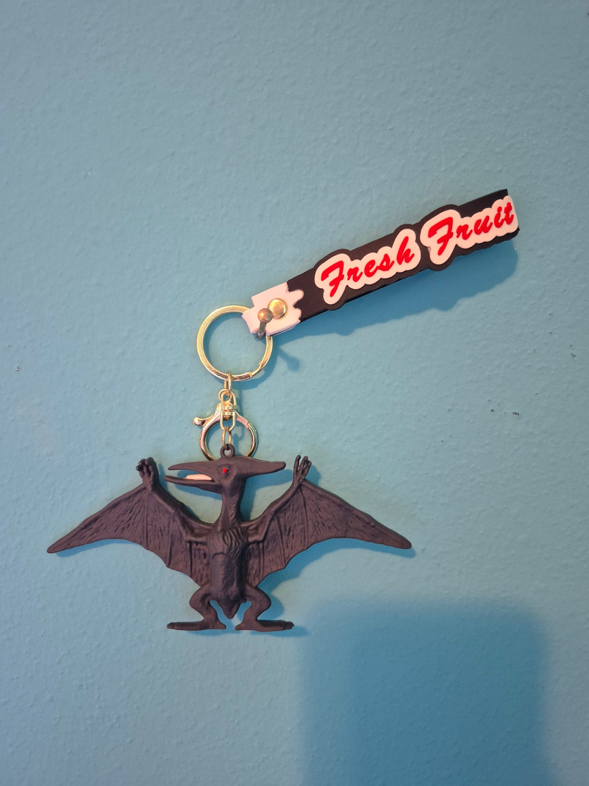 Black Pterodactyl Dinosaur Keychain – Dino Character Keychain with Wrist Strap