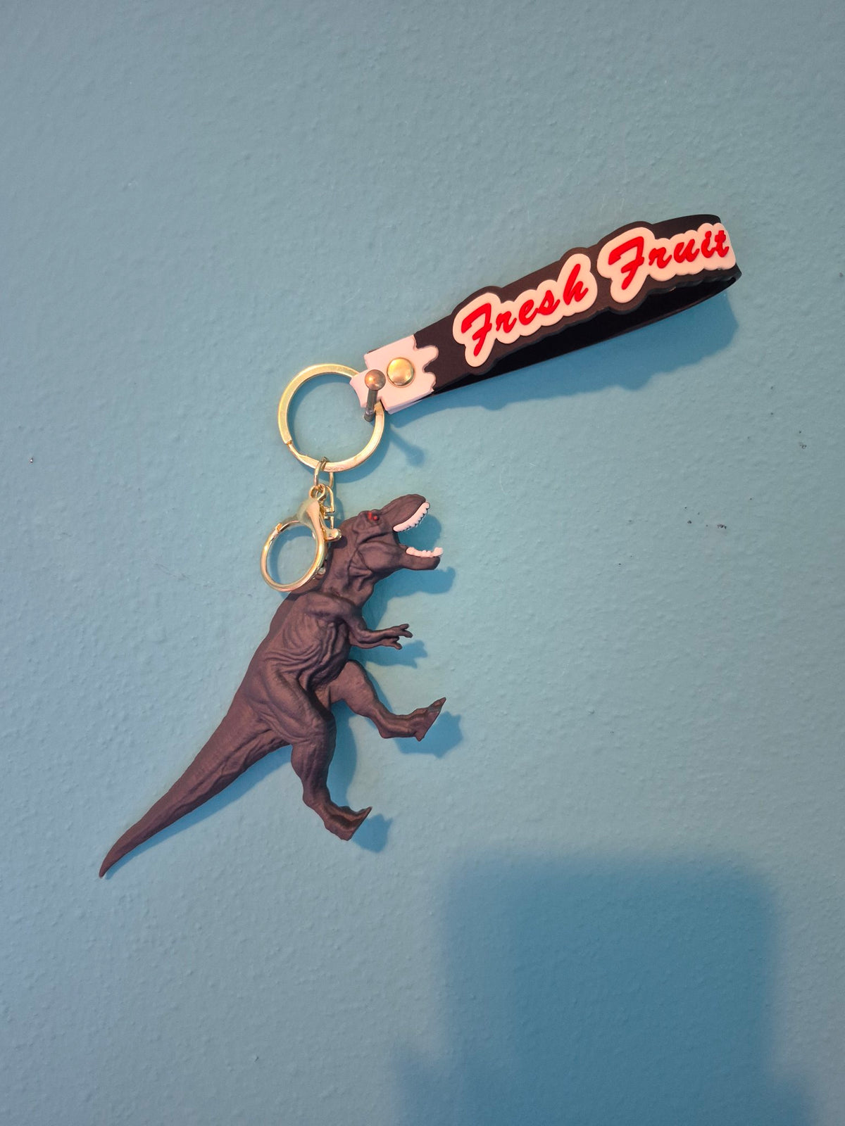 Black T-Rex Dinosaur Keychain – Dino Character Keychain with Wrist Strap