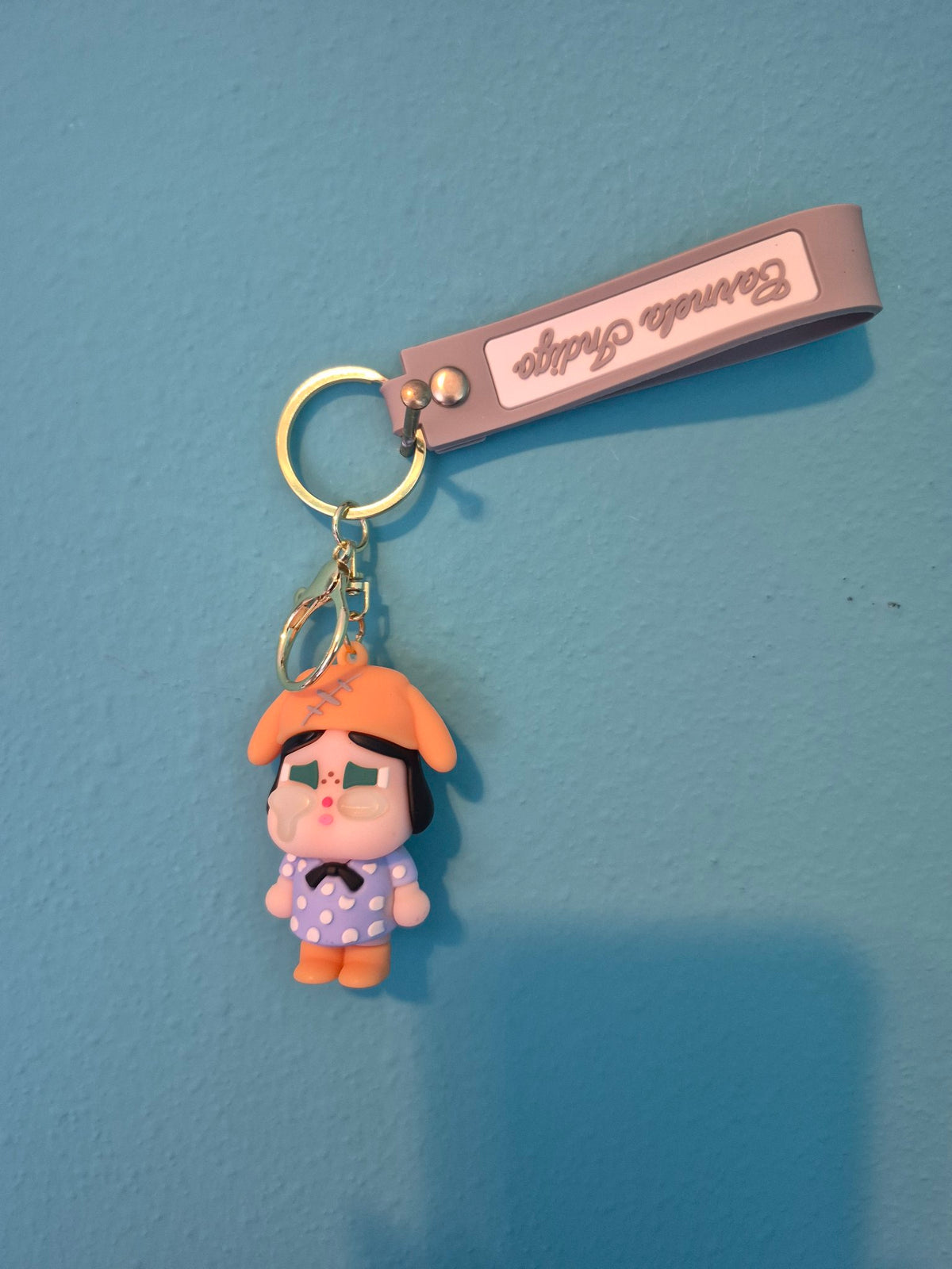Cry Baby Polka Dot Dress Keychain – Cute Doll Keychain with Wrist Strap