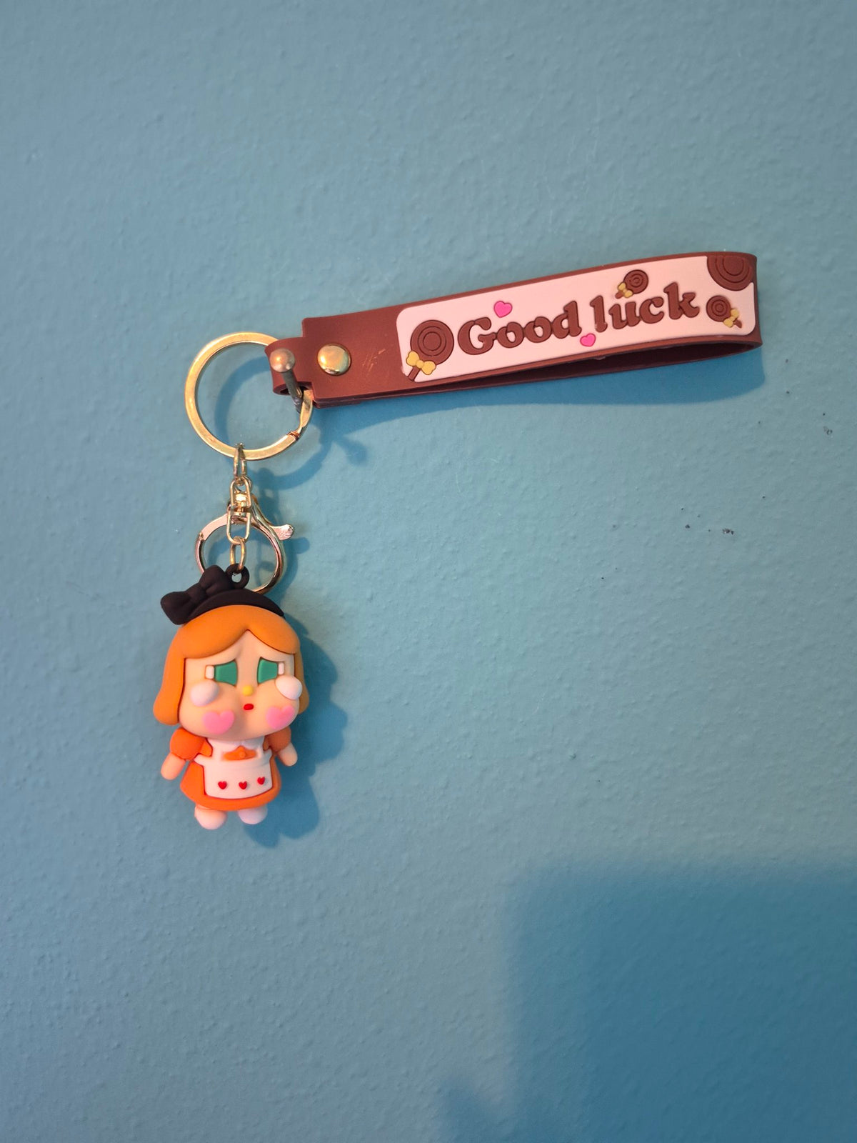 Cry Baby Orange Dress Keychain – Cute Doll Keychain with Wrist Strap