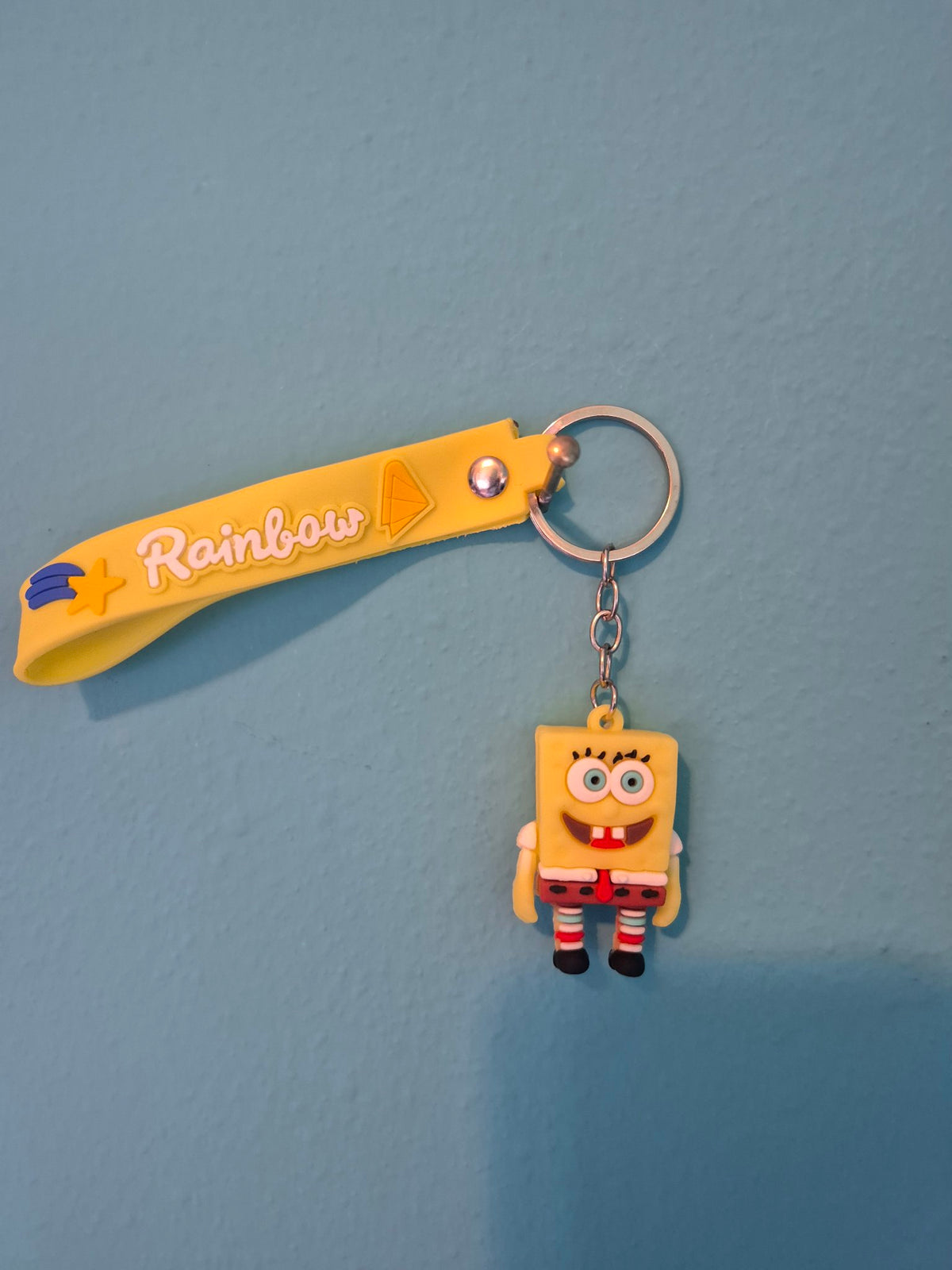 Mini SpongeBob Keychain – Cartoon Character Keychain with Wrist Strap