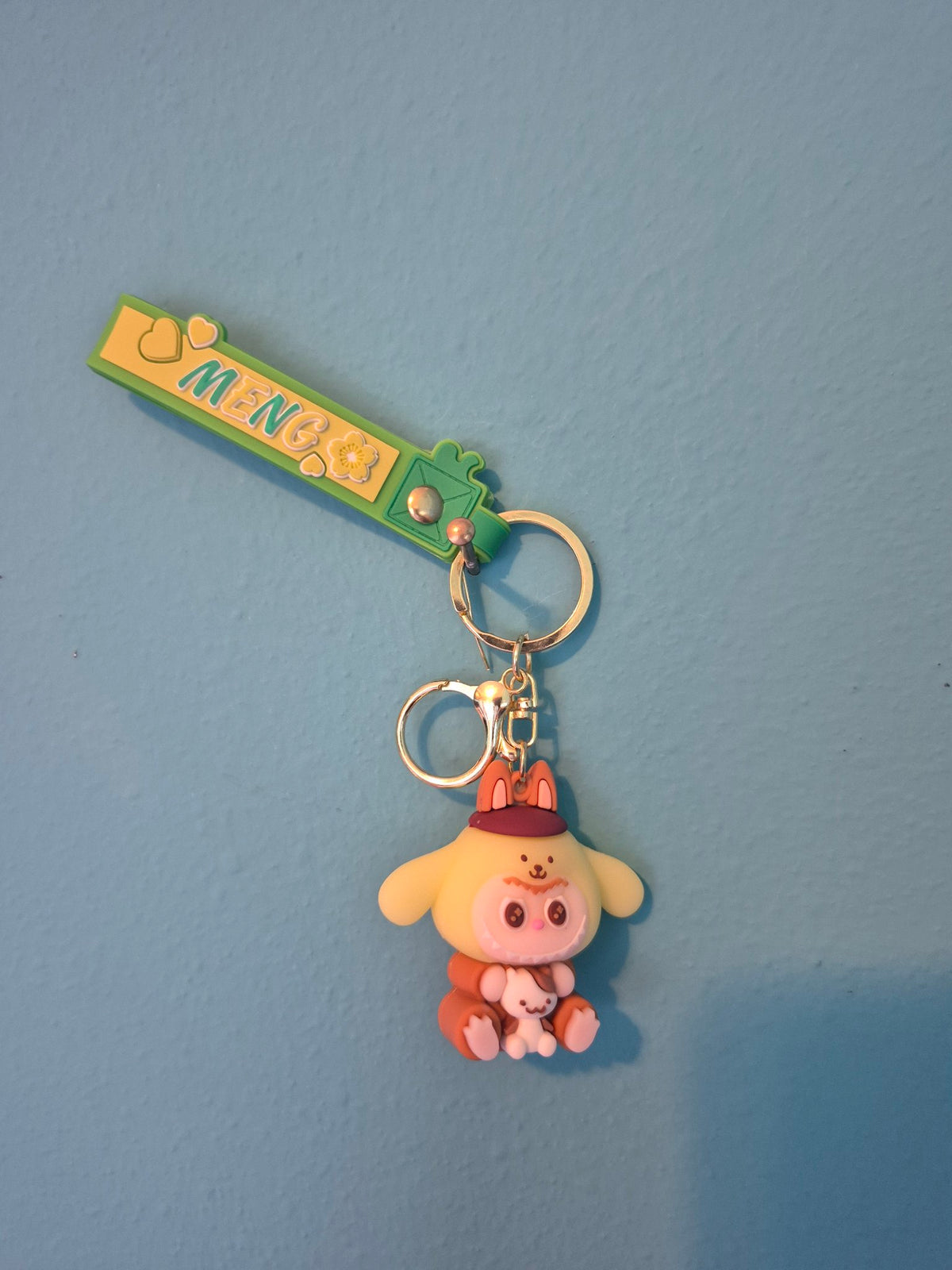 Labubu Puppy Costume Keychain – Bunny Monster Character Keychain with Wrist Strap
