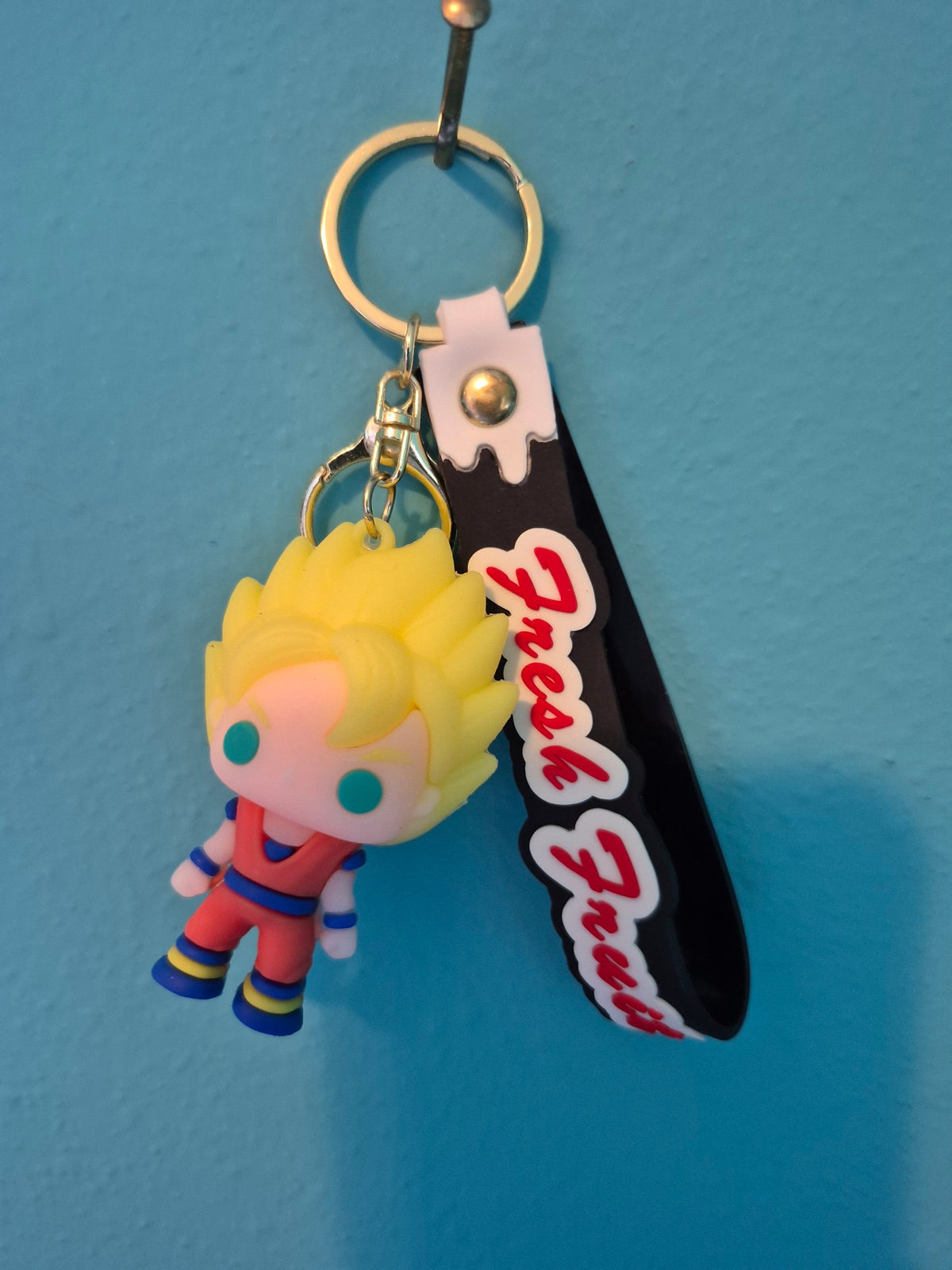 Chibi Super Saiyan Goku Keychain – Dragon Ball Z Character Keychain with Wrist Strap