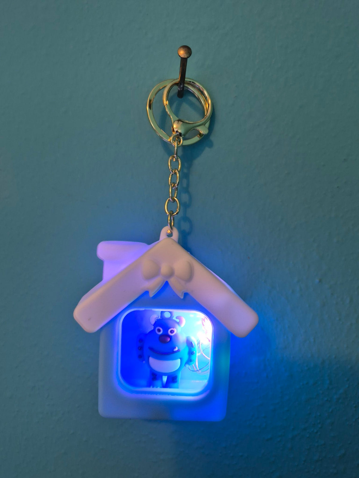 Light-Up House Keychain – Sulley Monster Light Blue House Character Keychain with LED Lights