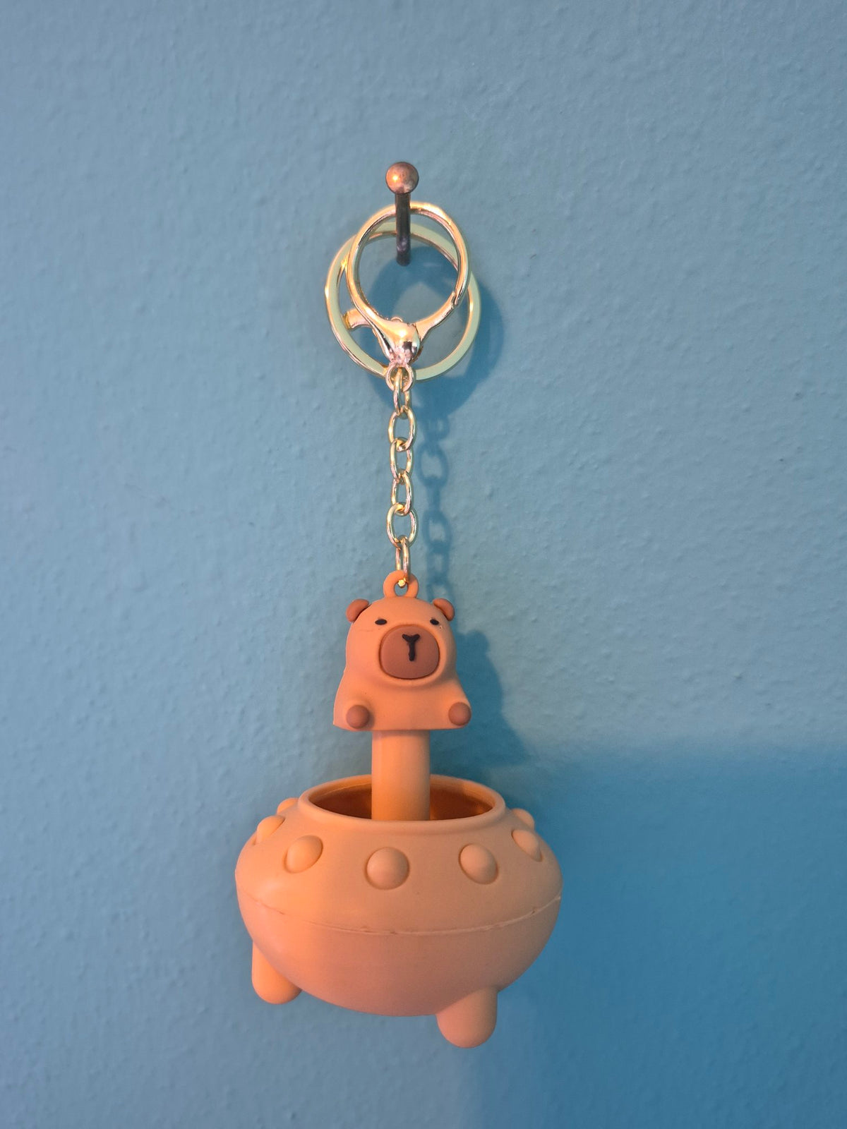 Capybara UFO Squeaky Keychain – Cream Pop-Up Character Keychain That Squeaks - photo 1
