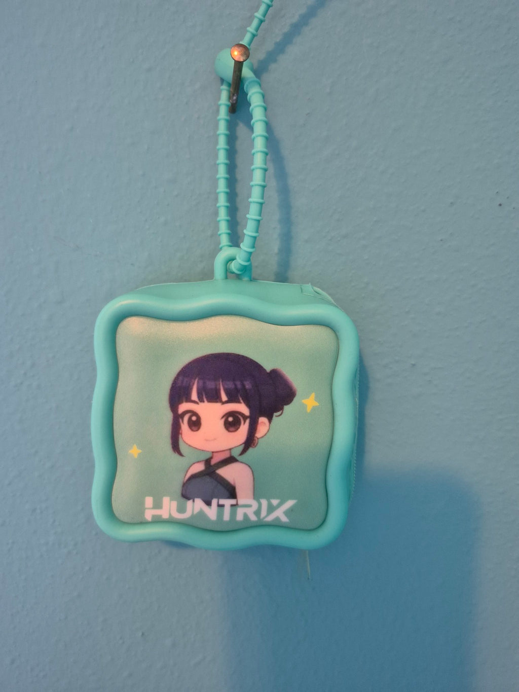 HUNTRIX Mini Zipper Purse – Teal Silicone Coin Purse with Loop Strap - photo 1
