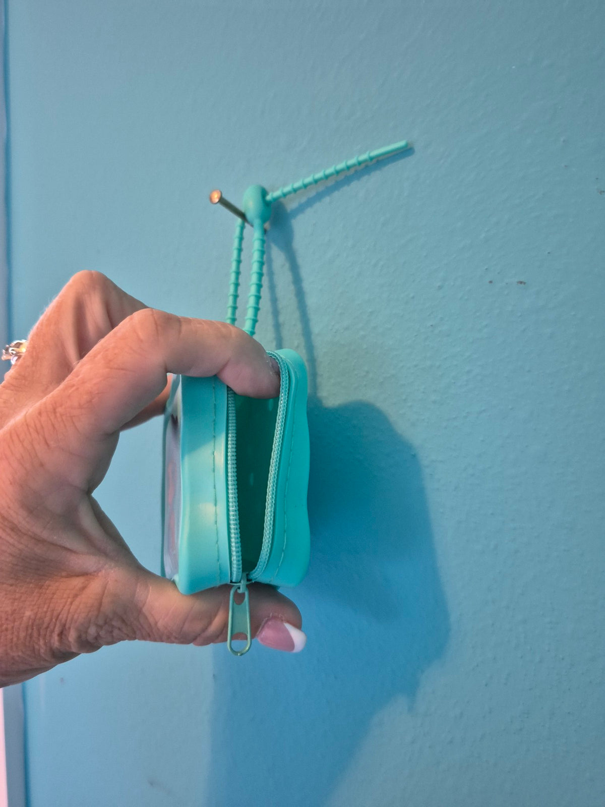 HUNTRIX Mini Zipper Purse – Teal Silicone Coin Purse with Loop Strap - photo 2