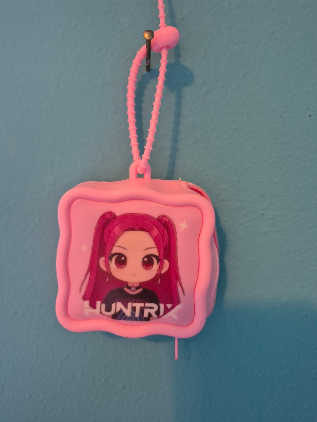 HUNTRIX Mini Zipper Purse – Light Pink Silicone Coin Purse with Loop Strap - photo 1