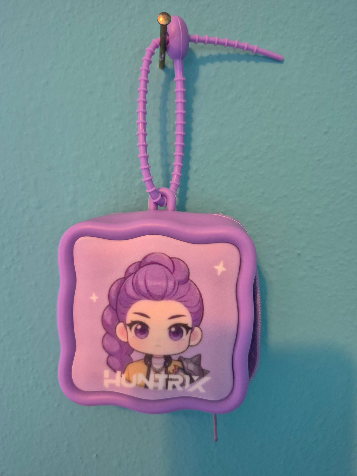 HUNTRIX Mini Zipper Purse – Purple Silicone Coin Purse with Loop Strap - photo 1