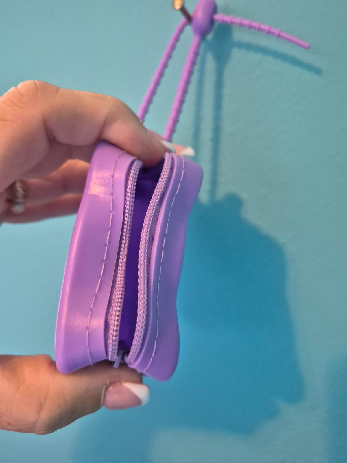 HUNTRIX Mini Zipper Purse – Purple Silicone Coin Purse with Loop Strap - photo 2