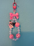 Kuromi Beaded Charm – Pink Beaded Bag Charm with Bow and Kuromi Figure - photo 1