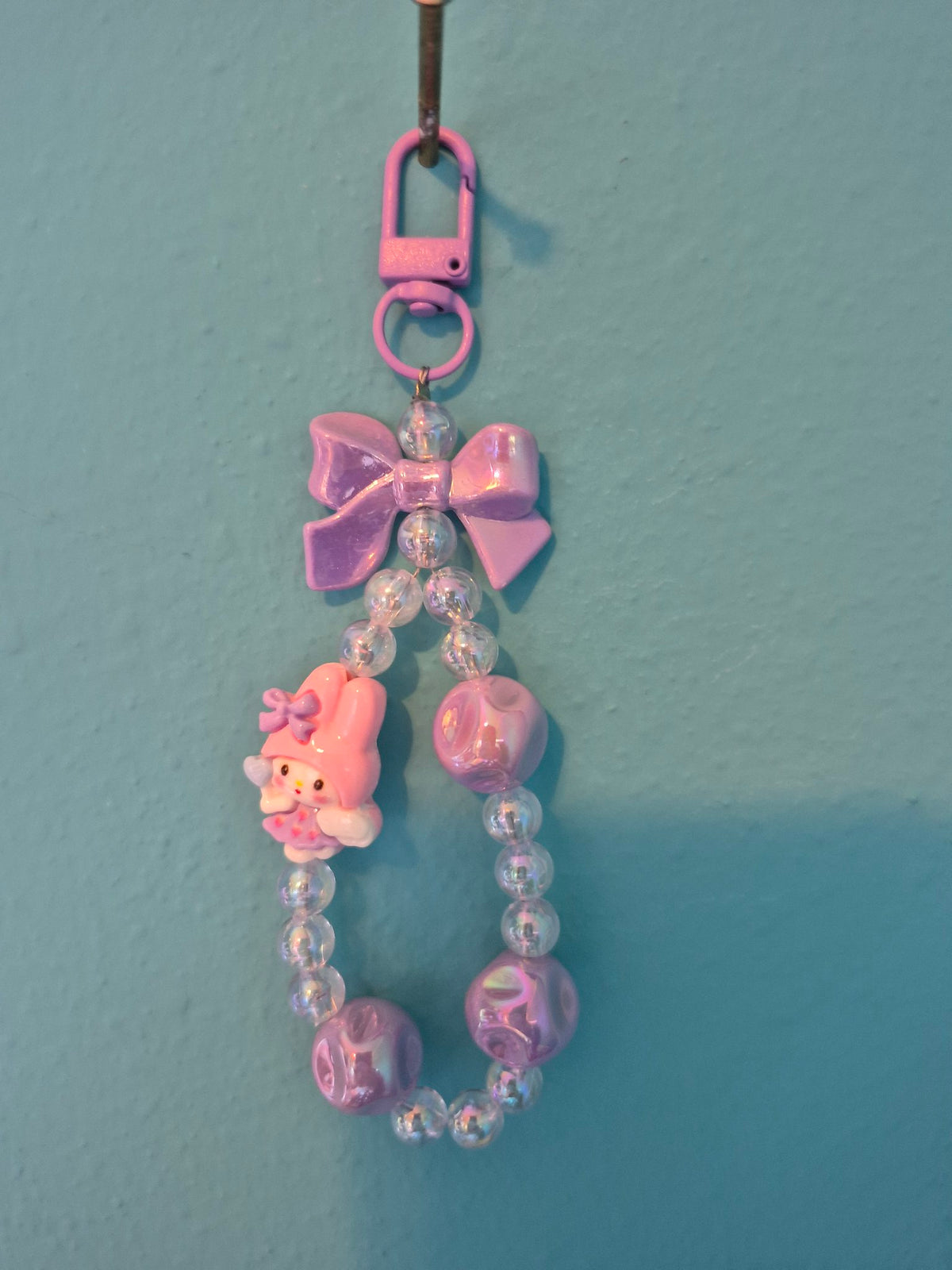 My Melody Beaded Charm – Purple Beaded Bag Charm with Bow and My Melody Figure - photo 1