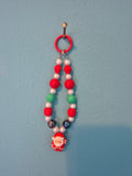 Santa Beaded Charm – Christmas Beaded Bag Charm with Santa Pendant