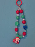 Merry Christmas Santa beaded bag charm with Santa sign pendant
