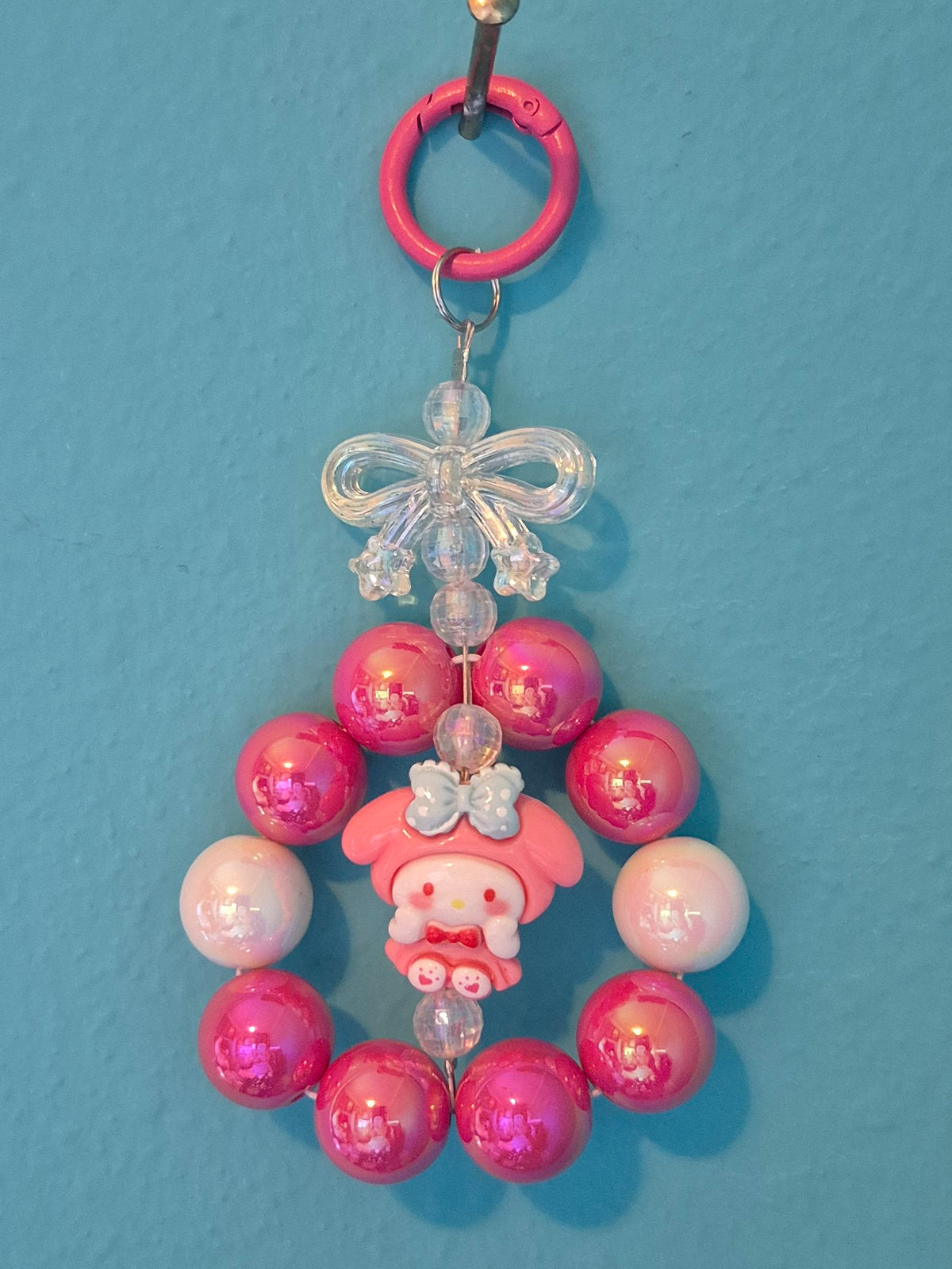 My Melody Beaded Charm – Pearl Bead Bag Charm with My Melody Figure - photo 1