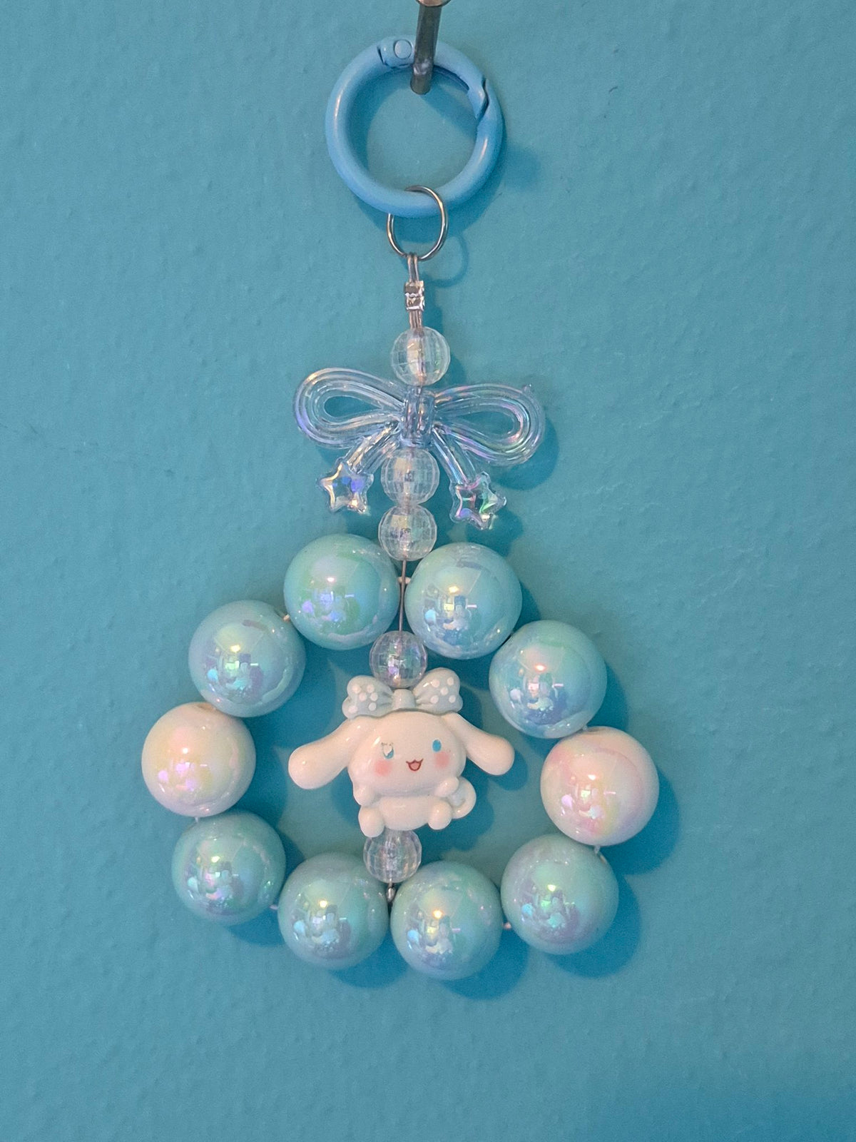 Cinnamoroll Beaded Charm – Pearl Bead Bag Charm with Cinnamoroll Figure - photo 1