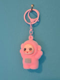 Pink Flocked Baby Keychain – Fuzzy Baby Character Keychain with Clip Ring - photo 1