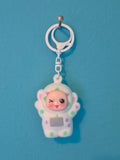 White Polka Dot Flocked Baby Keychain