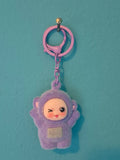 Purple Flocked Baby Keychain – Fuzzy Baby Character Keychain with Clip Ring