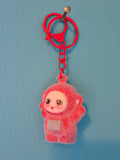 Red Flocked Baby Keychain – Fuzzy Baby Character Keychain with Clip Ring