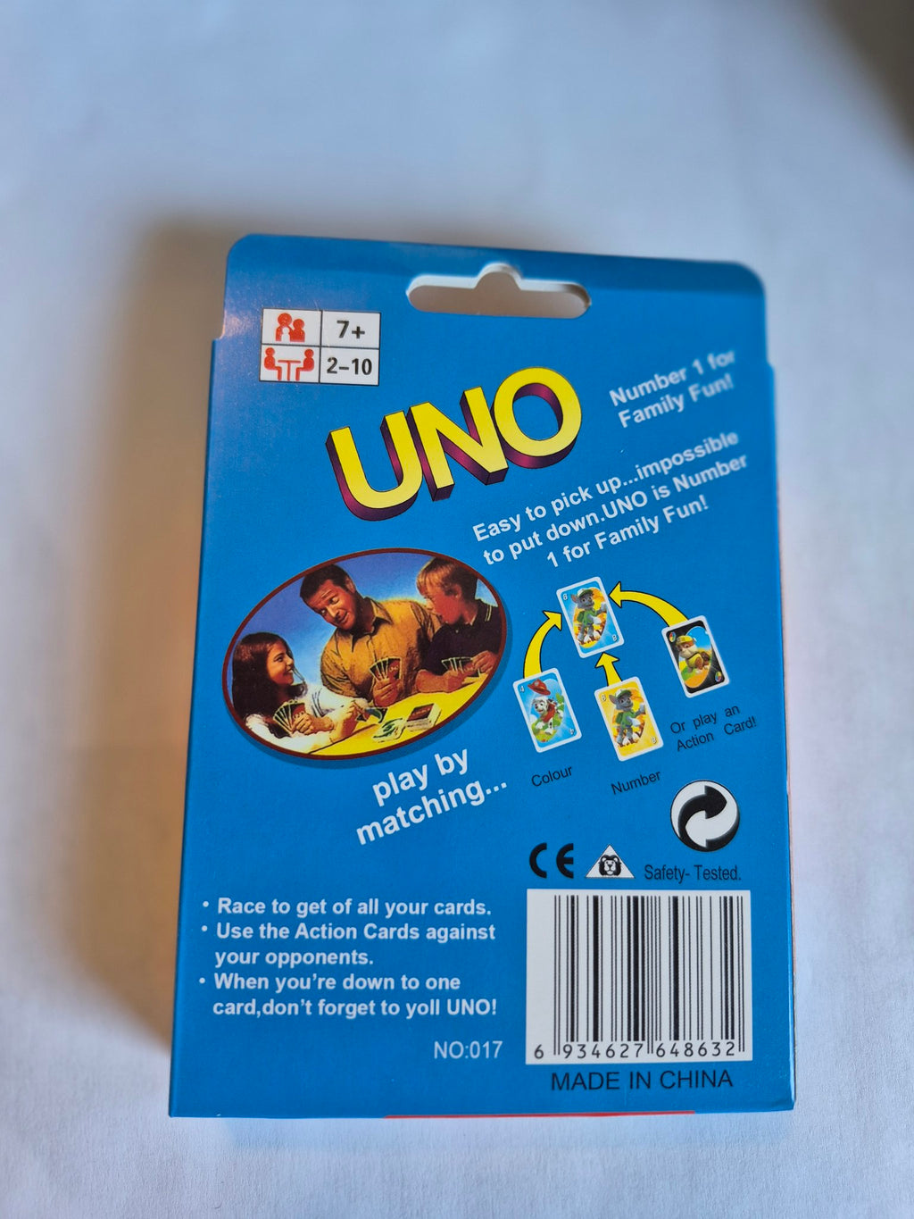 Paw Patrol UNO Card Game - back of box