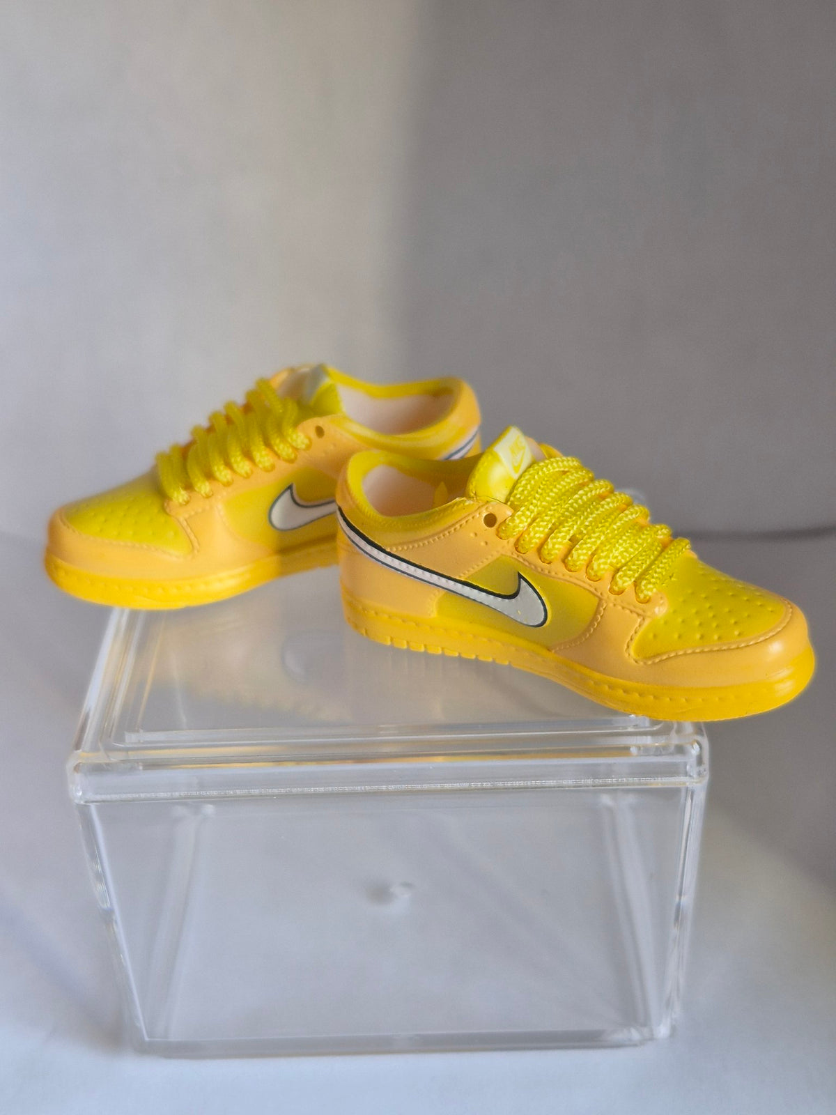 Yellow Mini Sneakers – Collectible Pair with Display Case