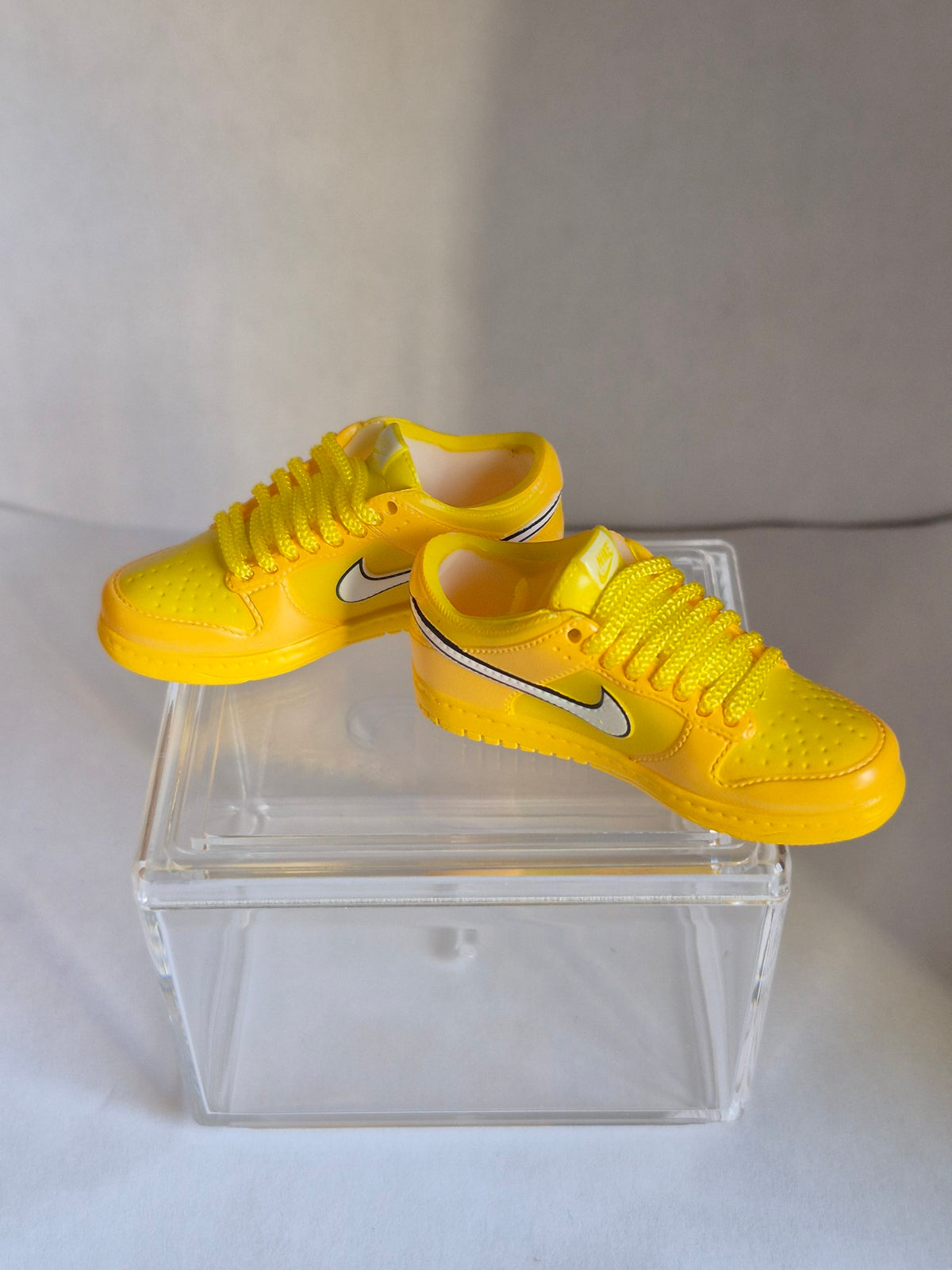 Yellow Mini Sneakers – Collectible Pair with Display Case