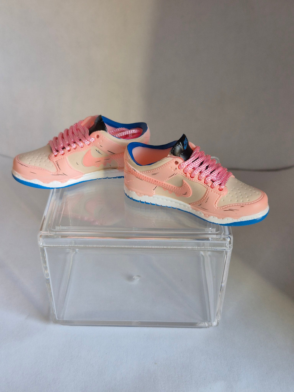 Pink and Cream Mini Sneakers – Collectible Pair with Display Case