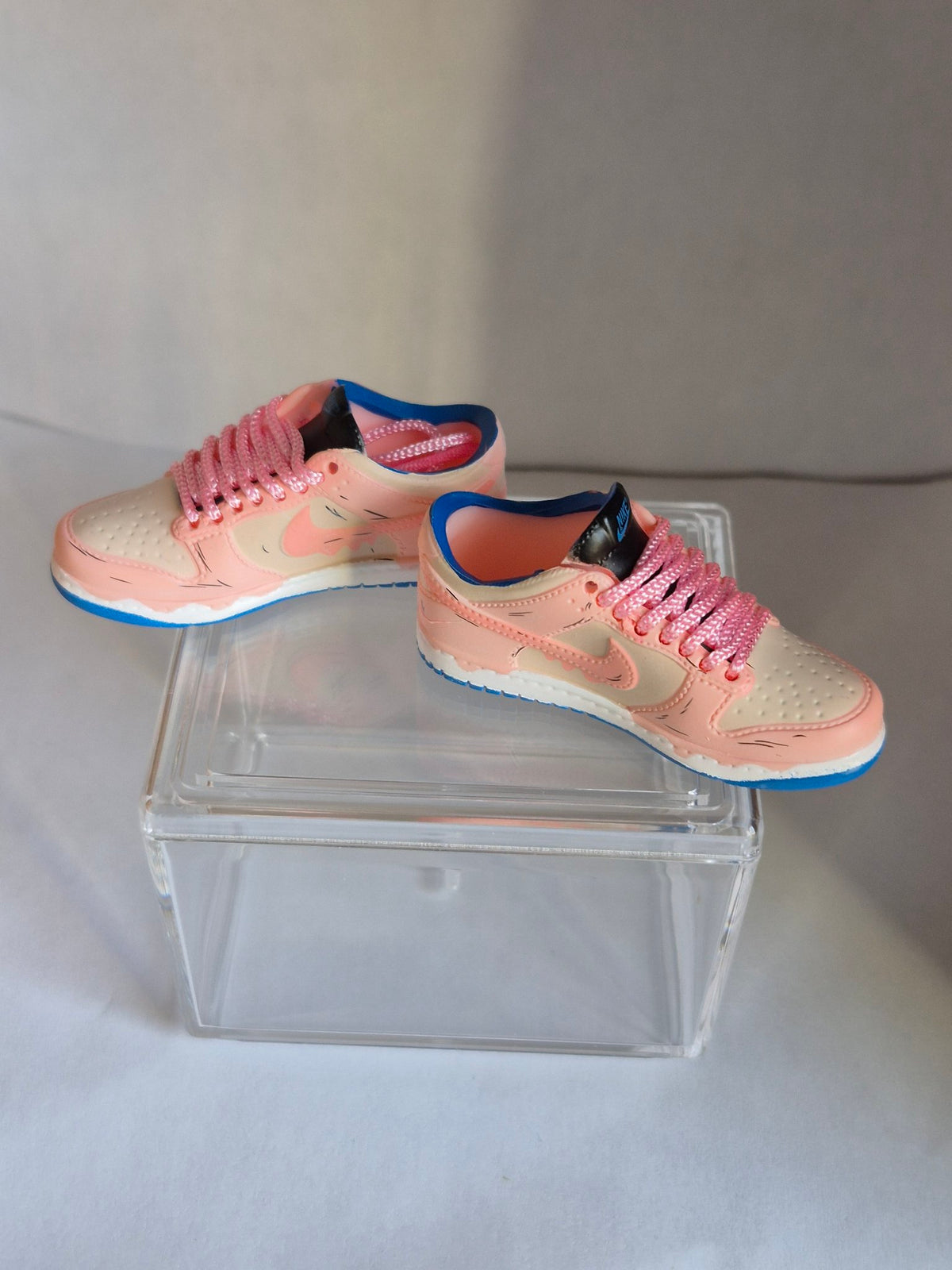 Pink and Cream Mini Sneakers – Collectible Pair with Display Case