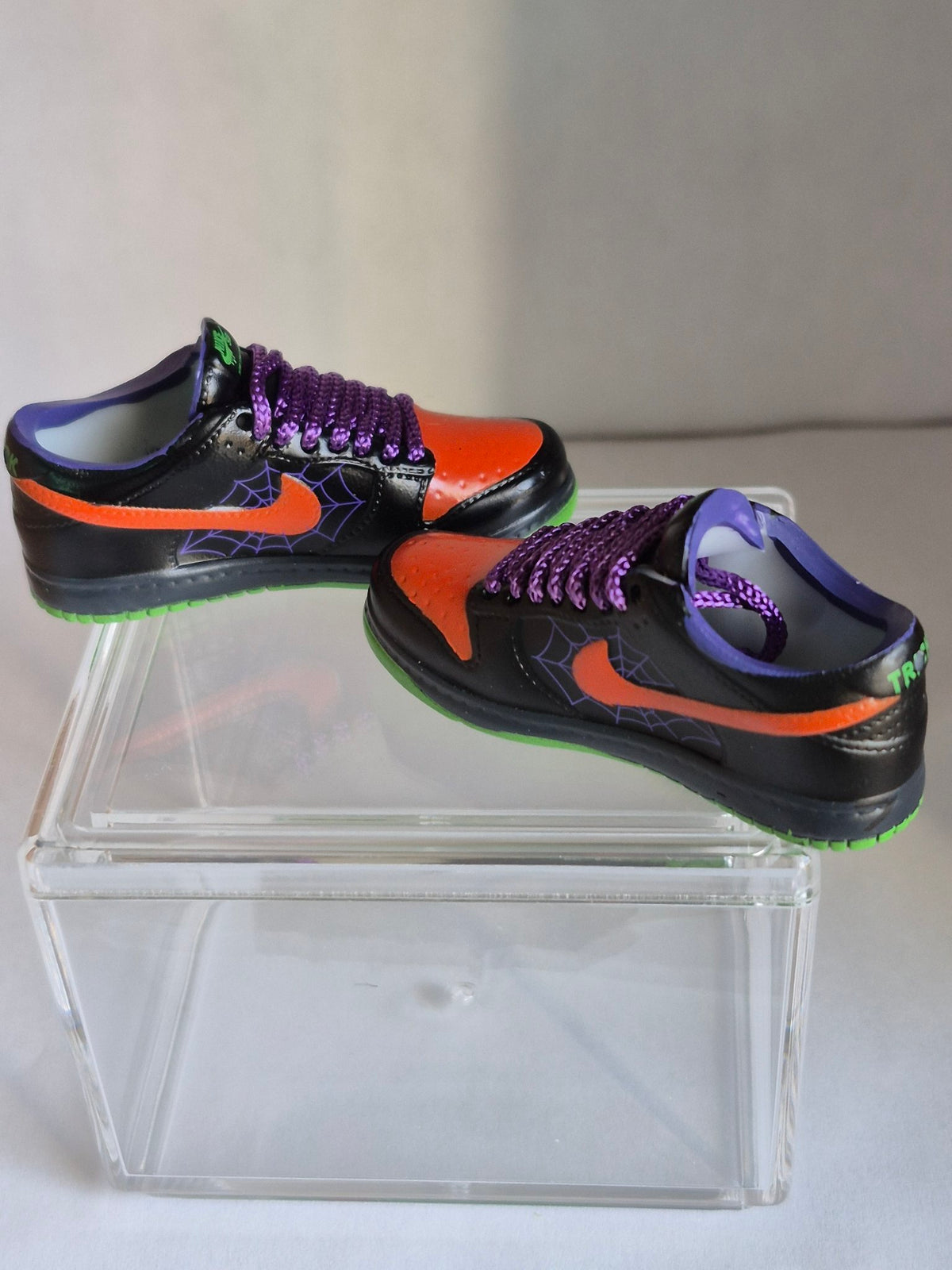 Halloween Spiderweb Mini Sneakers – Collectible Pair with Display Case