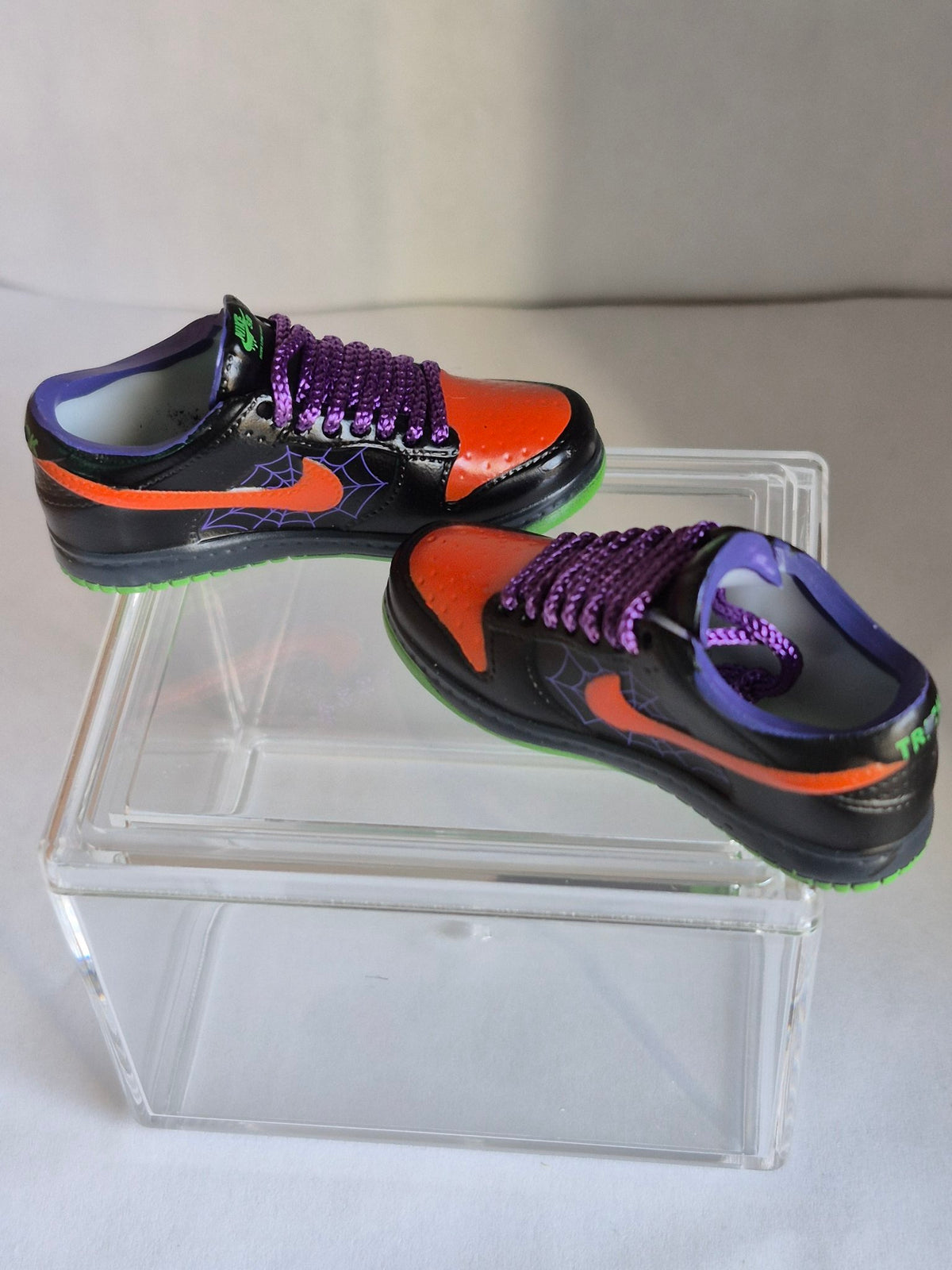 Halloween Spiderweb Mini Sneakers – Collectible Pair with Display Case