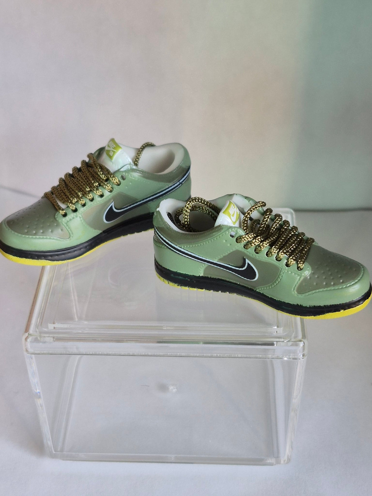 Sage Green Mini Sneakers – Collectible Pair with Display Case