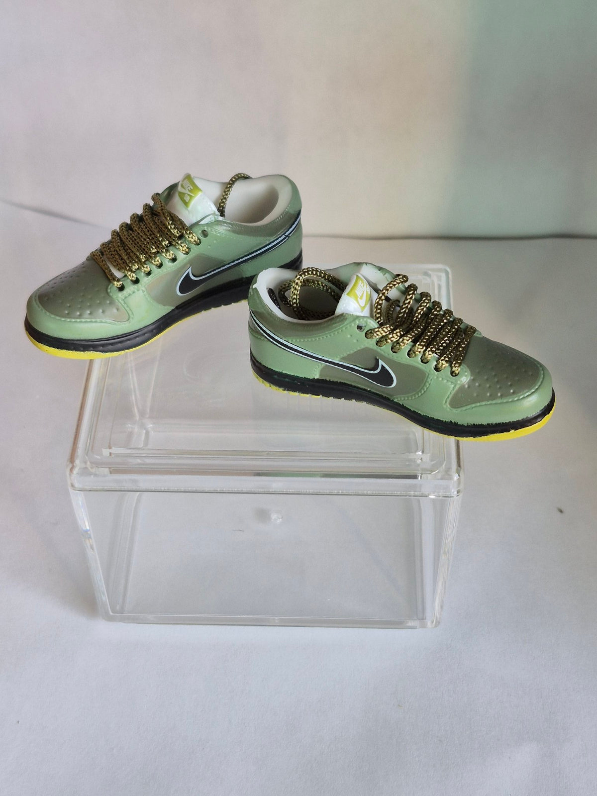 Sage Green Mini Sneakers – Collectible Pair with Display Case