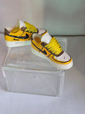 Yellow Cartoon Bolt Mini Sneakers – Collectible Pair with Display Case