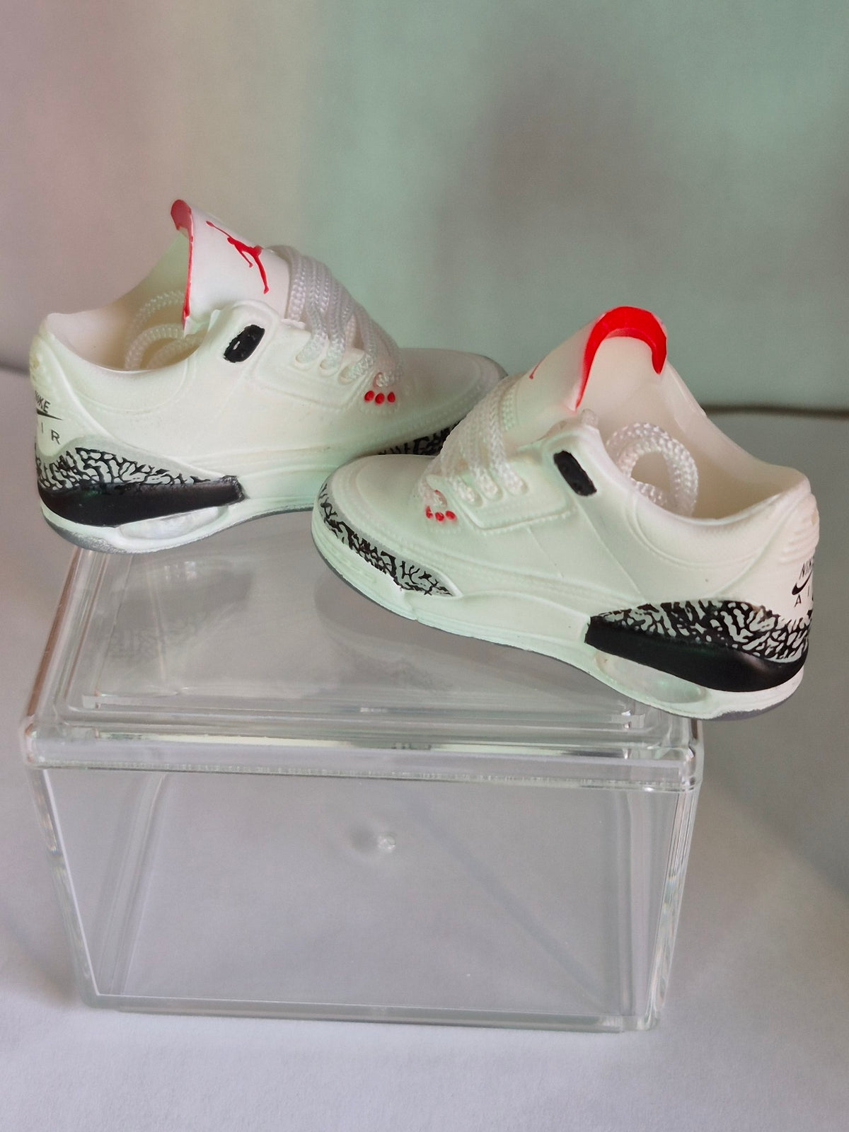 White Elephant Print High-Top Mini Sneakers – Collectible Pair with Display Case