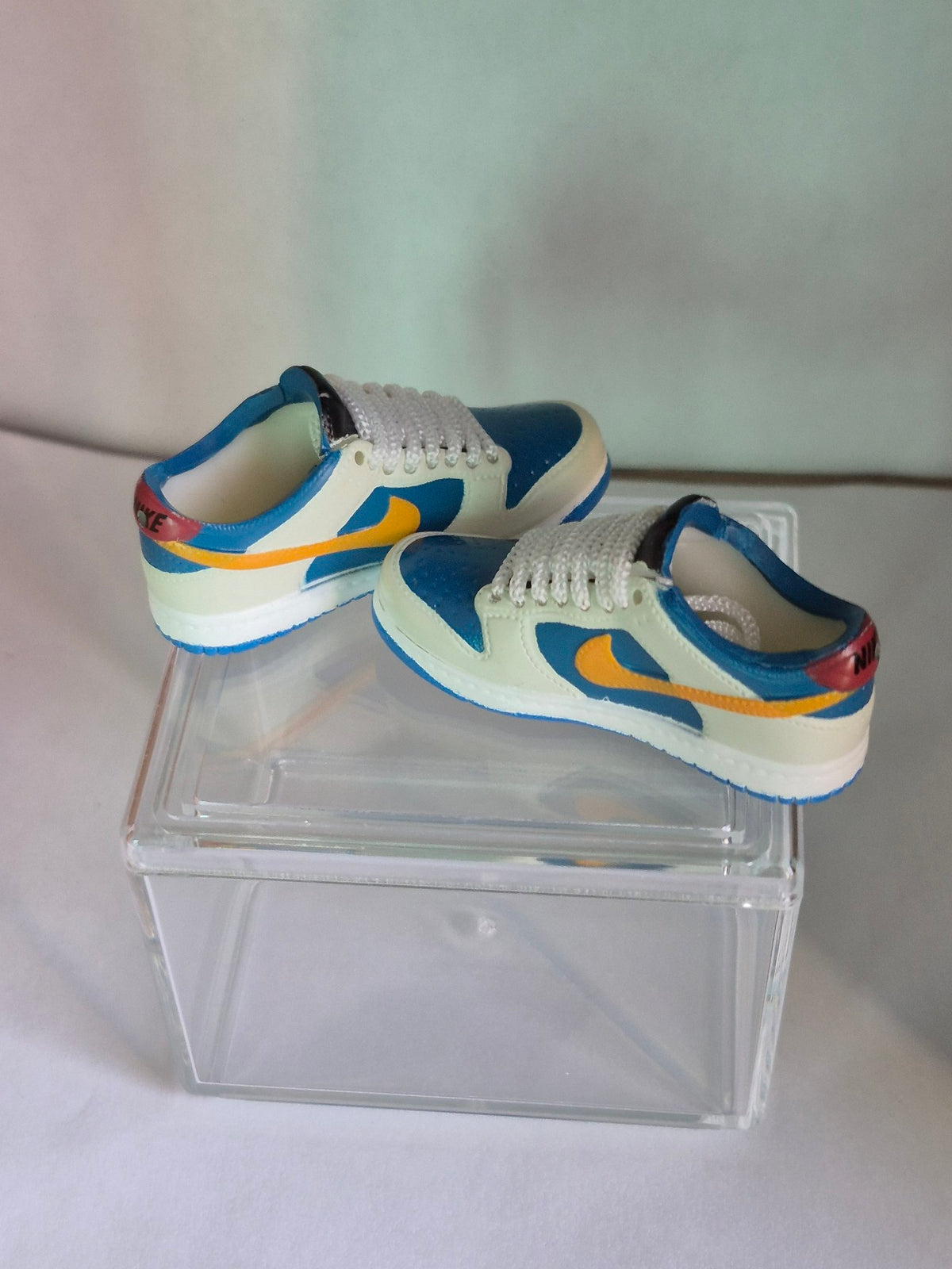 Neon Volt Designer-Style Mini Sneakers – Collectible Pair with Display Case