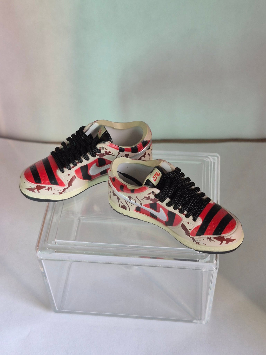 Horror Stripe Mini Sneakers – Collectible Pair with Display Case