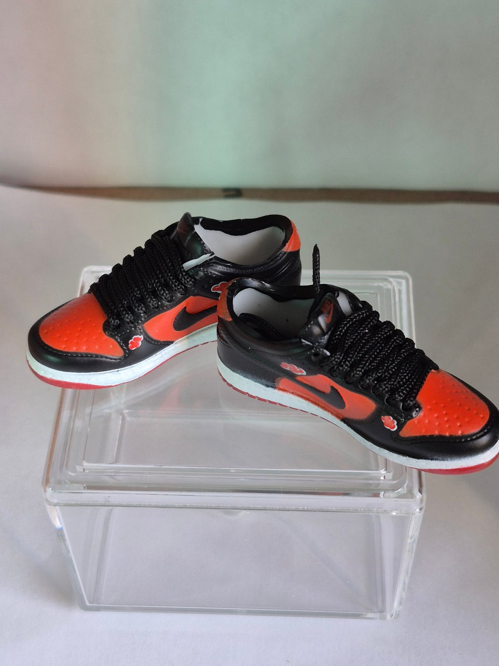 Black and Red Cloud Mini Sneakers – Collectible Pair with Display Case