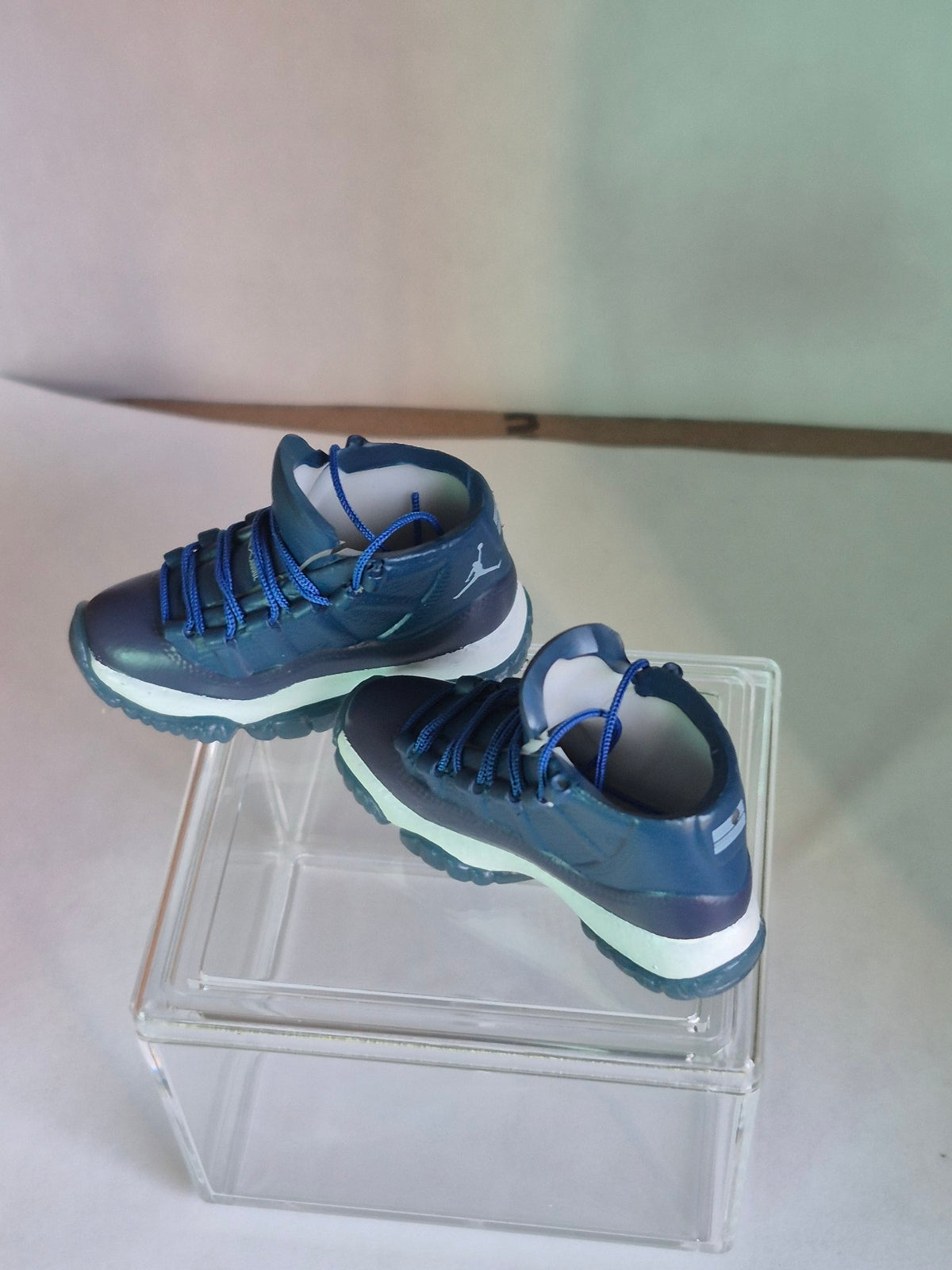 Navy High-Top Mini Sneakers – Collectible Pair with Display Case