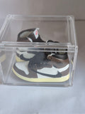 Brown and White High-Top Mini Sneakers – Collectible Pair with Display Case