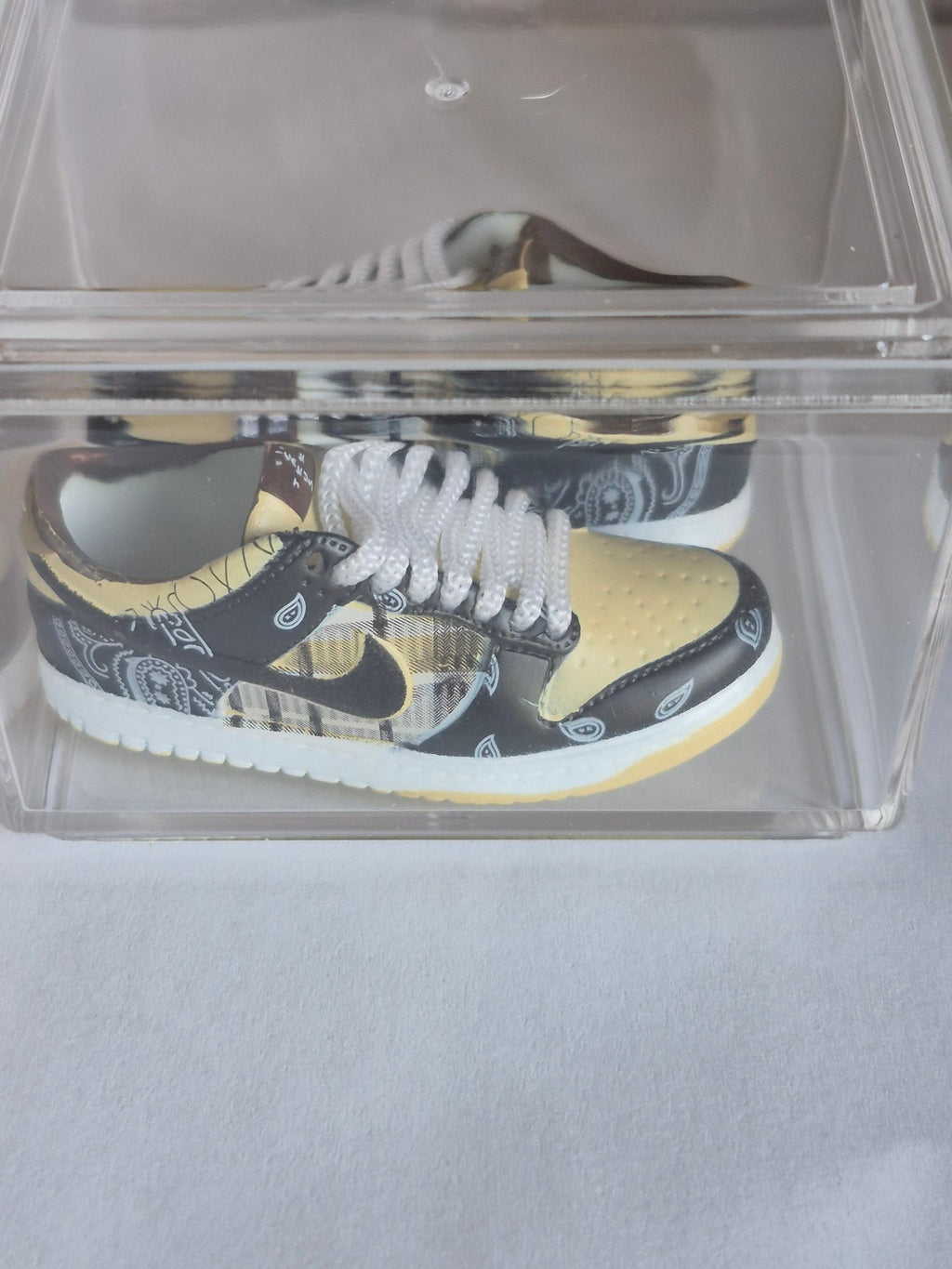 Black Paisley Low-Top Mini Sneakers – Collectible Pair with Display Case