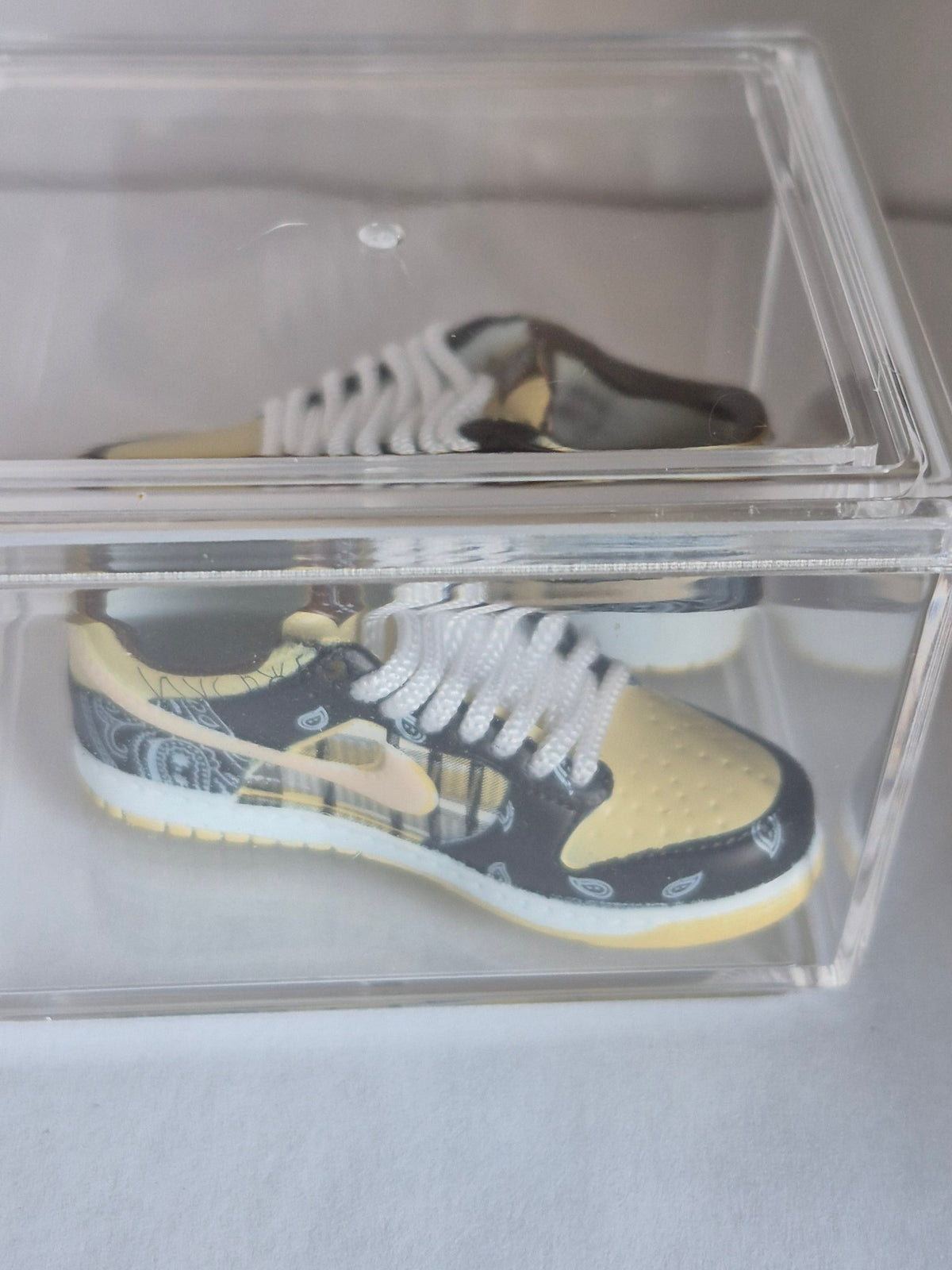 Black Paisley Low-Top Mini Sneakers – Collectible Pair with Display Case