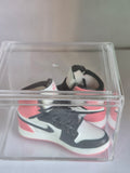 Pink Black and White High-Top Mini Sneakers – Collectible Pair with Display Case