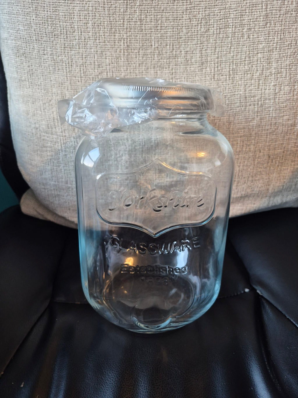 Large Glass Storage Jar with Metal Lid