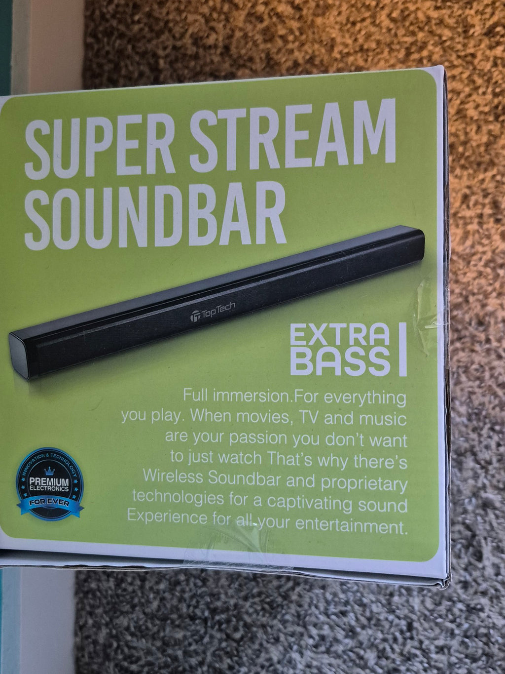 TopTech Super Stream Soundbar – 38-Inch Wireless Soundbar with Subwoofer
