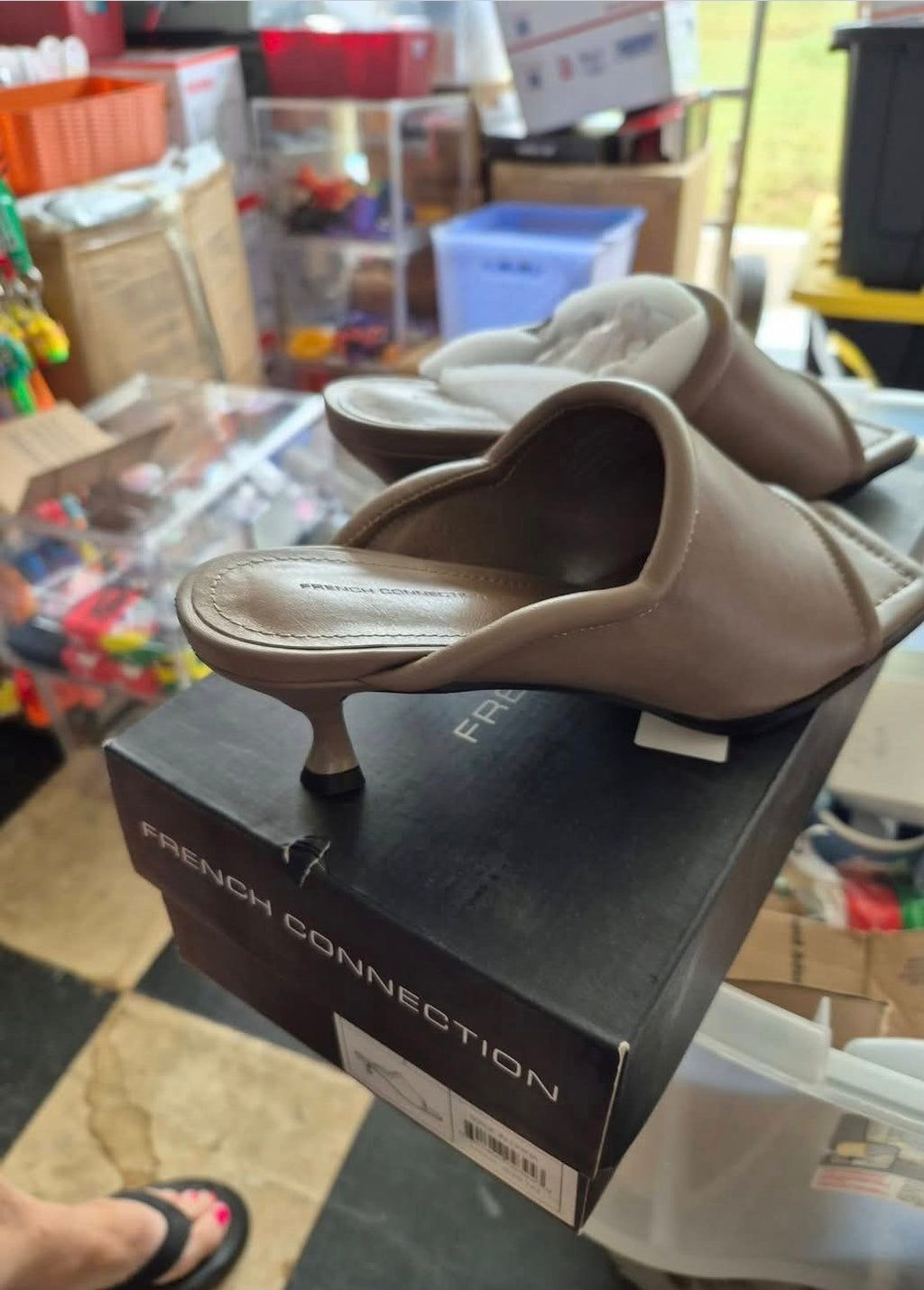 French Connection Women's Kitten Heel Mules – Putty, Size 7